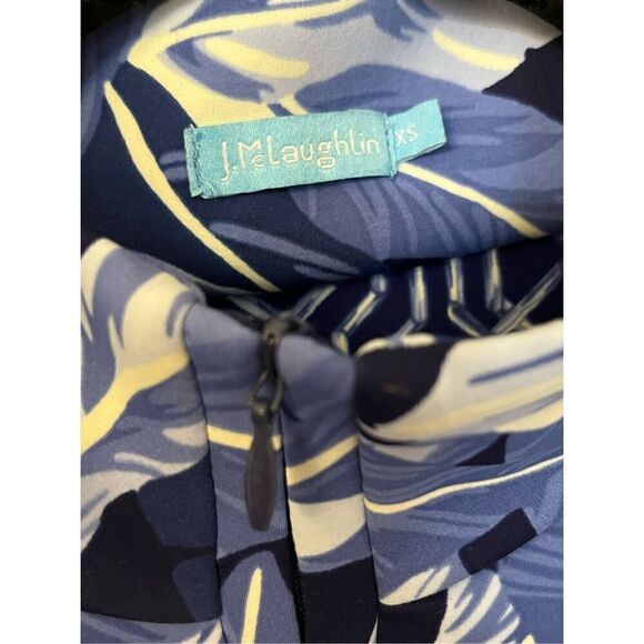 J.Mclaughlin Duffy Sheath Dress Queen Palm Rattan Blue Print XS/ S - Picture 4 of 6